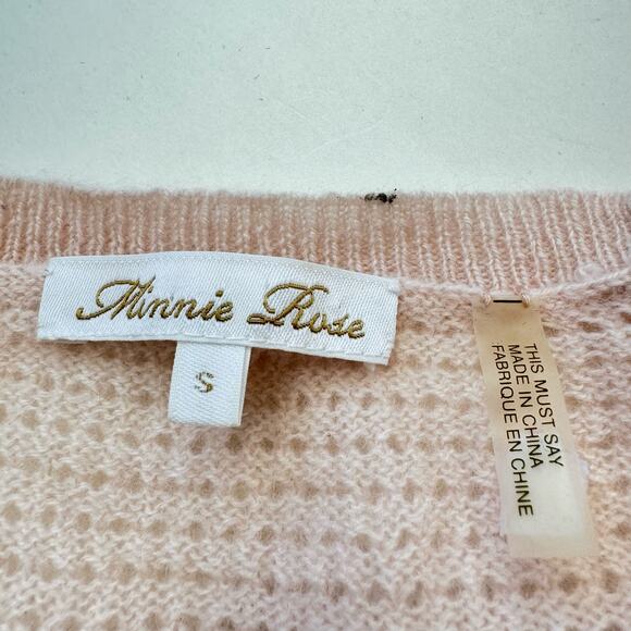 Minnie Rose Cashmere Sweater Crewneck Pullover Light Pastel Pink | Size Small - Picture 6 of 8